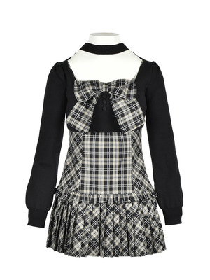 Front Ribbon Cami Choker Knit Set