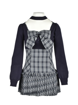 Front Ribbon Cami Choker Knit Set