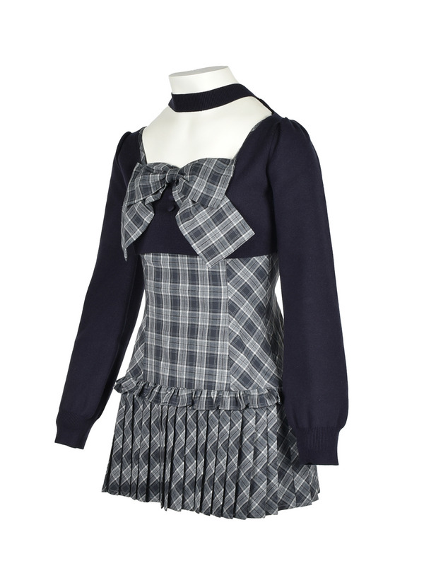 Front Ribbon Cami Choker Knit Set 詳細画像 ベージュ 16