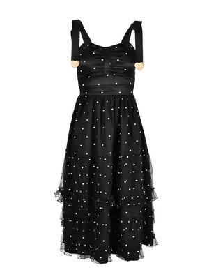 Shoulder Ribbon Heart Tulle Onepiece