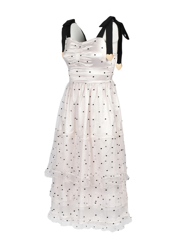 Shoulder Ribbon Heart Tulle Onepiece 詳細画像 ブラック 16