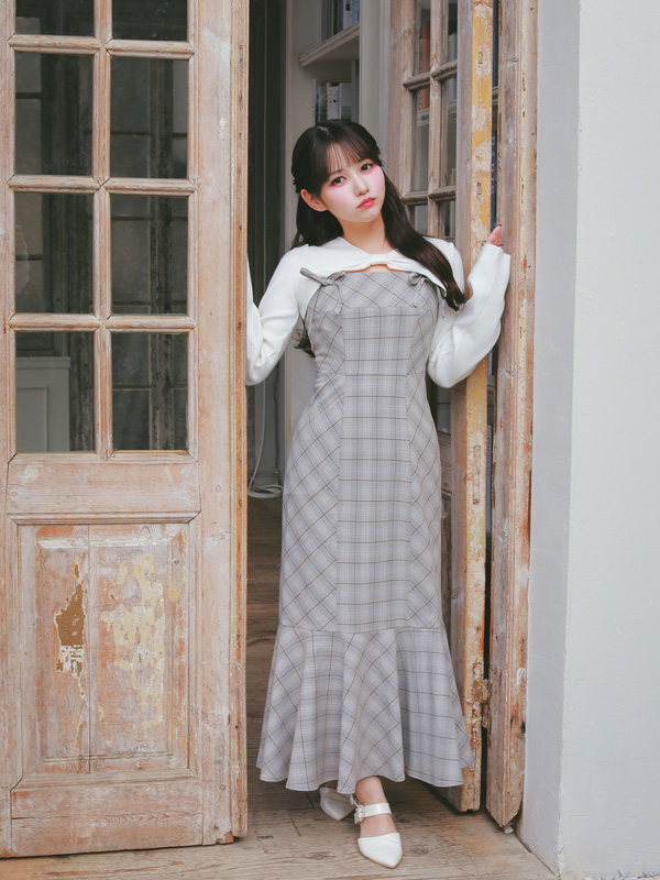Check Mermaid Onepiece *Ribbon Bolero	 詳細画像 チャコール 16