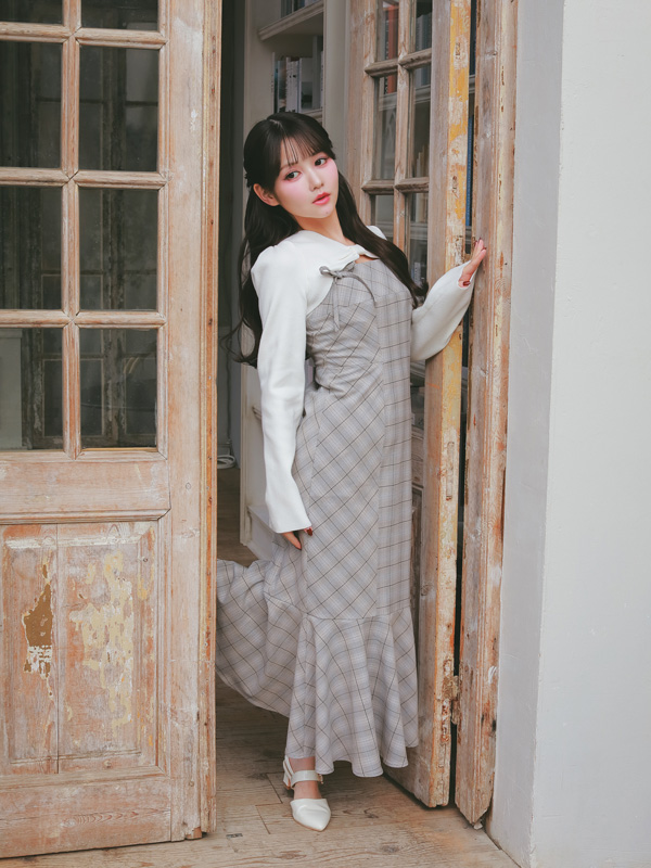 Check Mermaid Onepiece *Ribbon Bolero	 詳細画像 チャコール 16