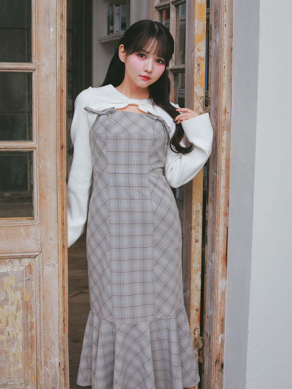 Check Mermaid Onepiece *Ribbon Bolero	 詳細画像 チャコール 16