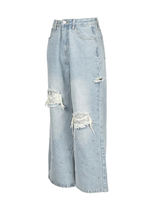 Damage Bijou Wide Denim 詳細画像 サックス 16