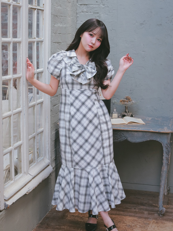 Frill Gather Mermaid Onepiece 詳細画像 ブラック 16