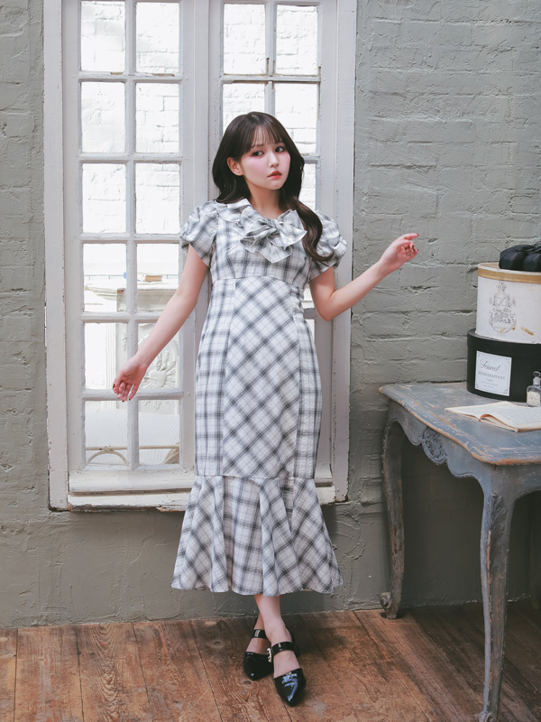 Frill Gather Mermaid Onepiece 詳細画像 ブラック 16