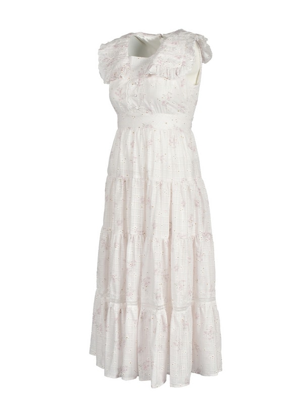 Big Collar Tiered Flower Onepiece 詳細画像 イエロー 16