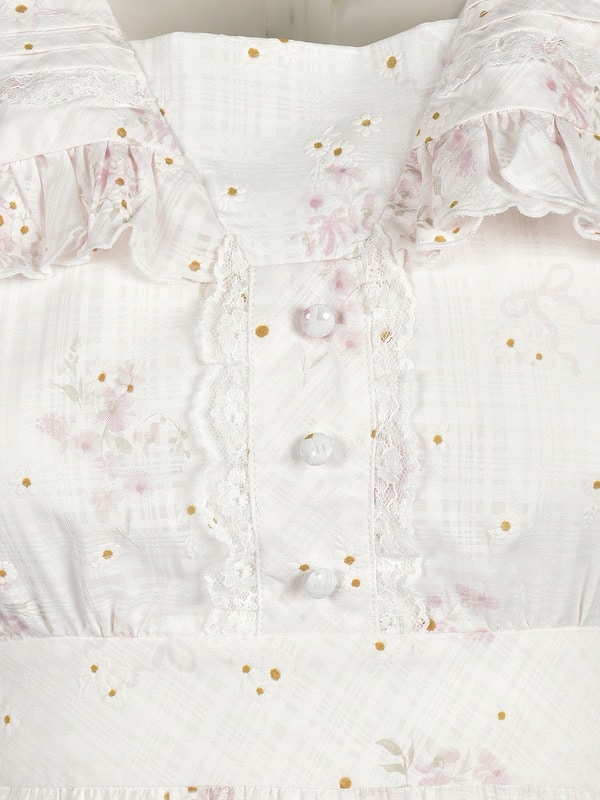 Big Collar Tiered Flower Onepiece 詳細画像 イエロー 16