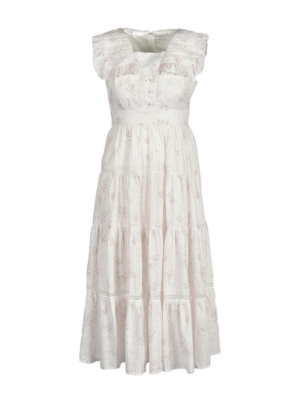 Big Collar Tiered Flower Onepiece 詳細画像 ピンク 1