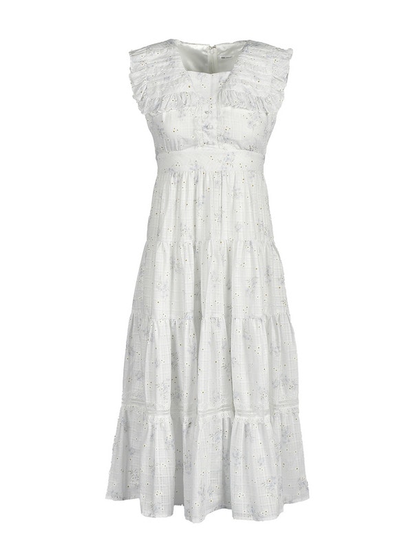 Big Collar Tiered Flower Onepiece 詳細画像 アイスブルー 1