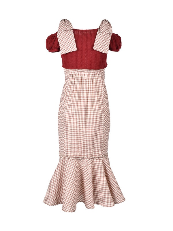 Big Ribbon Check Mermaid Onepiece 詳細画像 ワイン 16