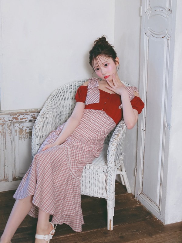 Big Ribbon Check Mermaid Onepiece 詳細画像 ワイン 16