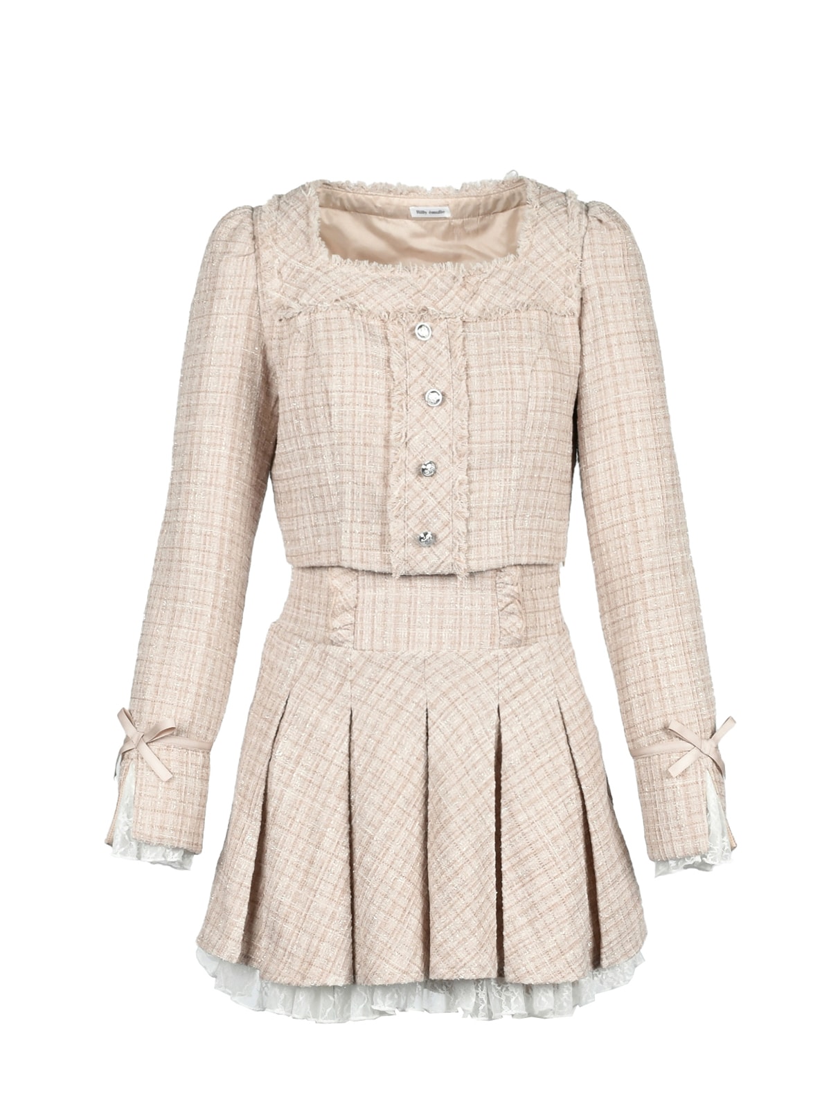 ワンピース Rilly emulie Square Frill Dot Setup Tweed Lace Setup｜Rilly emulie （リリーエミュリ）公式通販サイト
