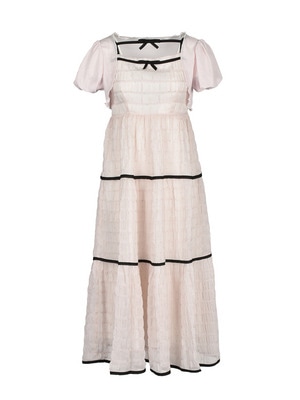 Bicolor Ribbon Onepiece*Cardigan Set