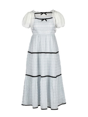 Bicolor Ribbon Onepiece*Cardigan Set