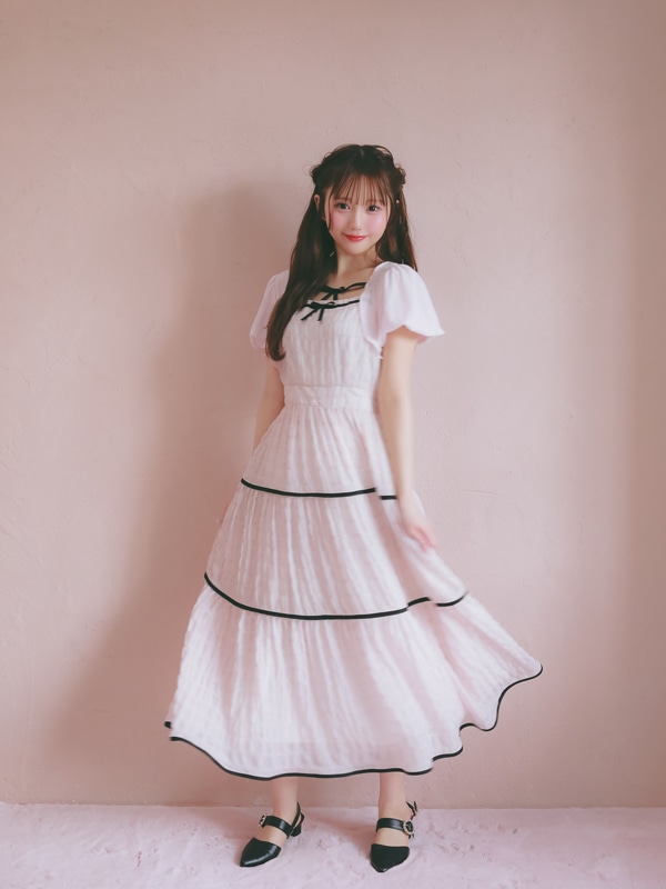 Bicolor Ribbon Onepiece*Cardigan Set 詳細画像 アイボリー 16
