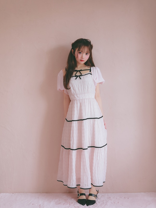 Bicolor Ribbon Onepiece*Cardigan Set 詳細画像 アイボリー 16