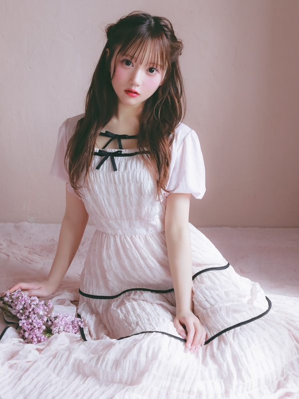 Bicolor Ribbon Onepiece*Cardigan Set 詳細画像 アイボリー 16