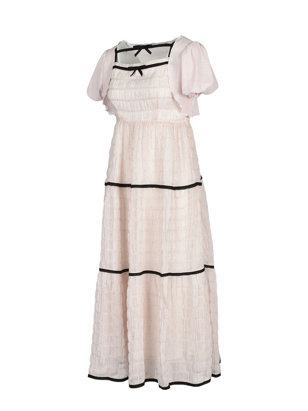 Bicolor Ribbon Onepiece*Cardigan Set 詳細画像 アイボリー 16