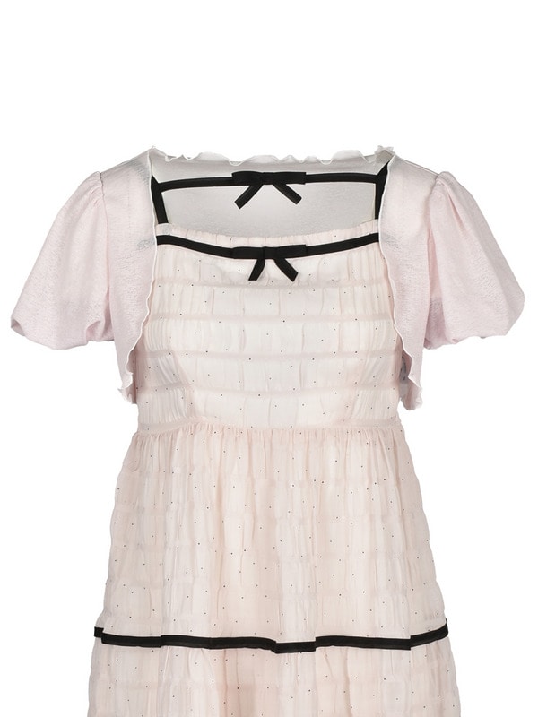 Bicolor Ribbon Onepiece*Cardigan Set 詳細画像 アイボリー 16