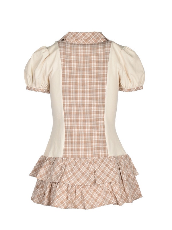 Double Ribbon Check Rib Onepiece 詳細画像 ベージュ 16