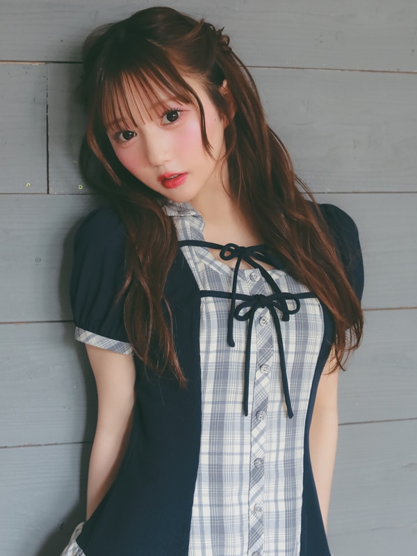 Double Ribbon Check Rib Onepiece 詳細画像 ベージュ 16