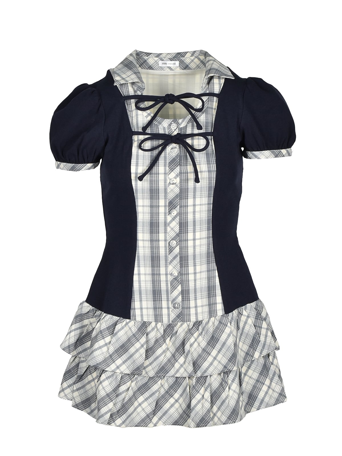Double Ribbon Check Rib Onepiece リリーエミュリ Double Ribbon Check Rib Onepiece｜evelyn（エブリン）公式通販サイト