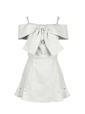 Ribbon Bijou Off Shoulder Tweed Set