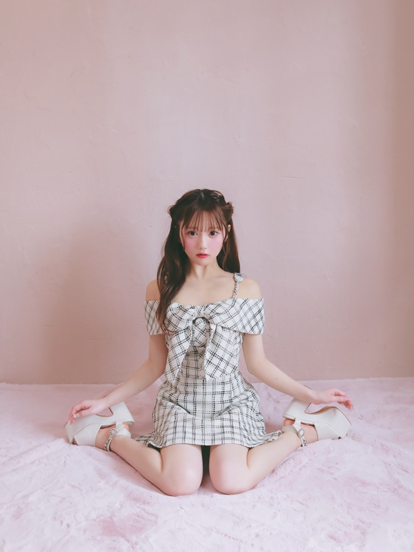 Ribbon Bijou Off Shoulder Tweed Set 詳細画像 オフホワイト 16