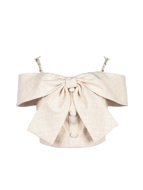 Ribbon Bijou Off Shoulder Tweed Set 詳細画像 オフホワイト 16