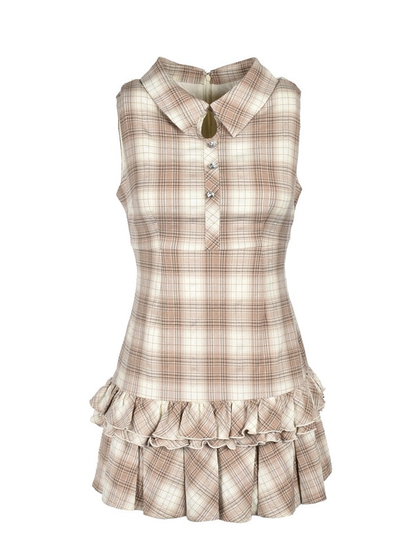 Cross Ribbon Hem Pleats Onepiece 詳細画像 ベージュ 16