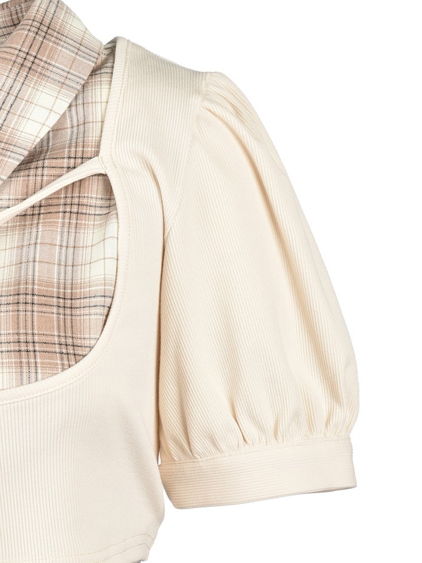 Cross Ribbon Hem Pleats Onepiece 詳細画像 ベージュ 16