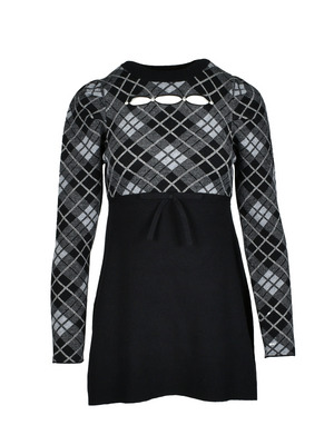 Check Tight Mini Knit Onepiece