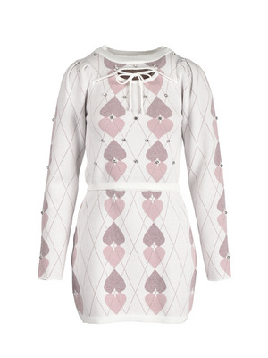 Heart Argyle Knit Set