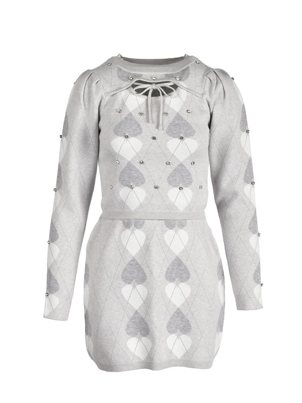 Heart Argyle Knit Set 詳細画像 アイスグレイ 1