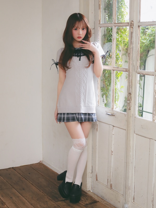 Docking Pleats Fit Knit Onepiece 詳細画像 チャコール 16