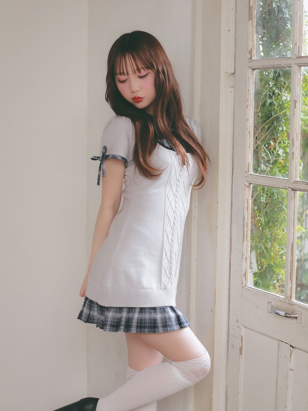 Docking Pleats Fit Knit Onepiece 詳細画像 チャコール 16