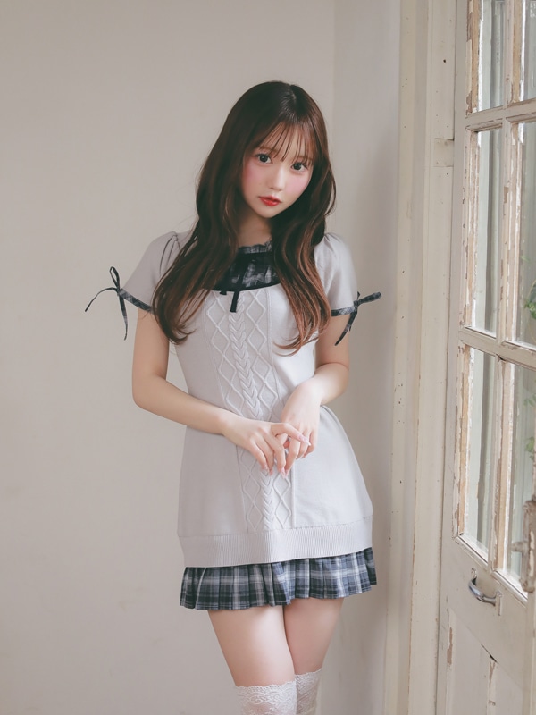 Docking Pleats Fit Knit Onepiece 詳細画像 チャコール 16