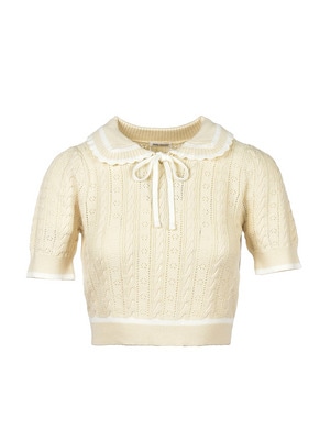 Ribbon Cropped Pointelle Knit