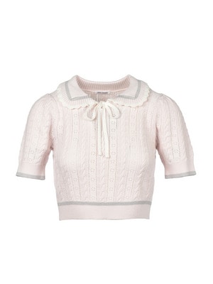 Ribbon Cropped Pointelle Knit