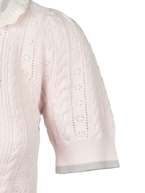 Ribbon Cropped Pointelle Knit 詳細画像 ピンク 16