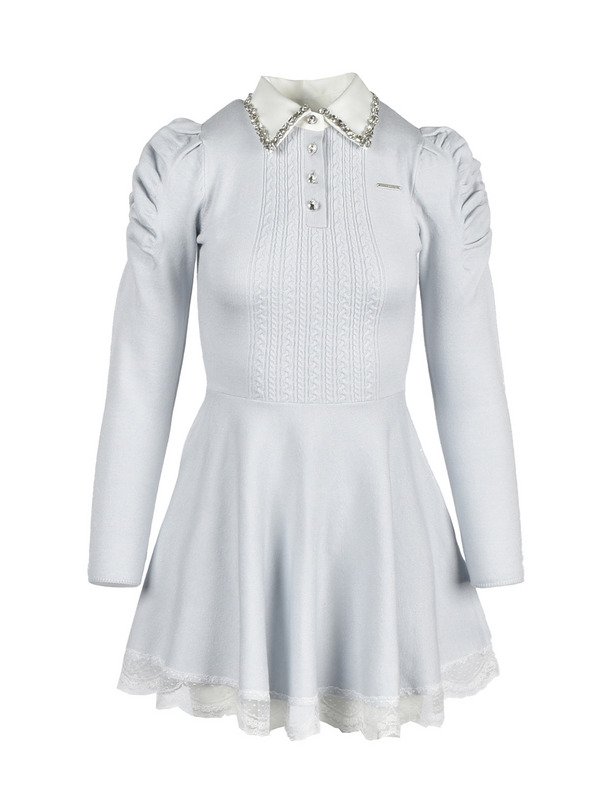 Collar Bijou Knit MIni Onepiece 詳細画像 アイスグレイ 1