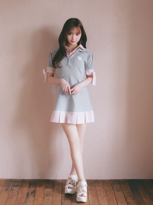 Shirt Docking Knit Onepiece 詳細画像 ネイビー 16