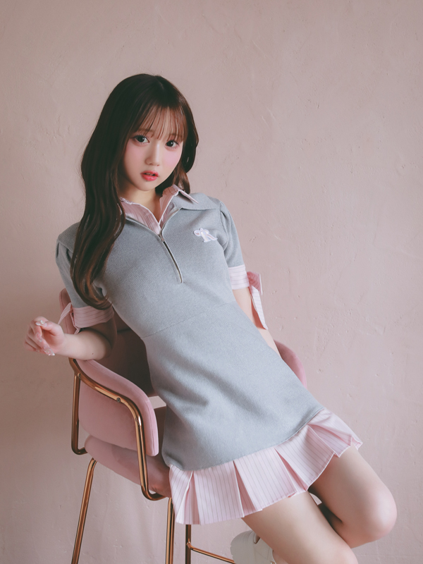 Shirt Docking Knit Onepiece 詳細画像 ネイビー 16