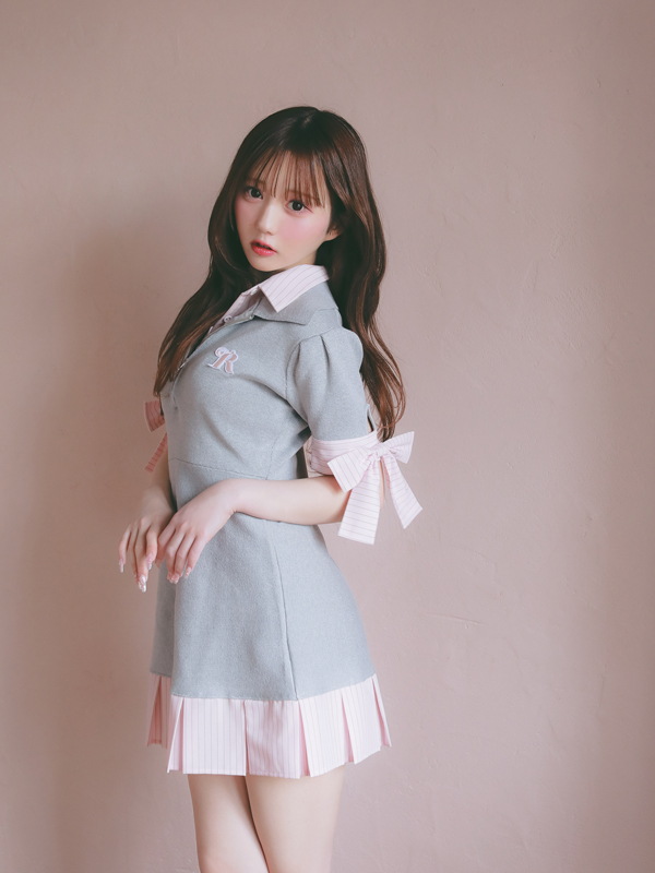 Shirt Docking Knit Onepiece 詳細画像 ネイビー 16