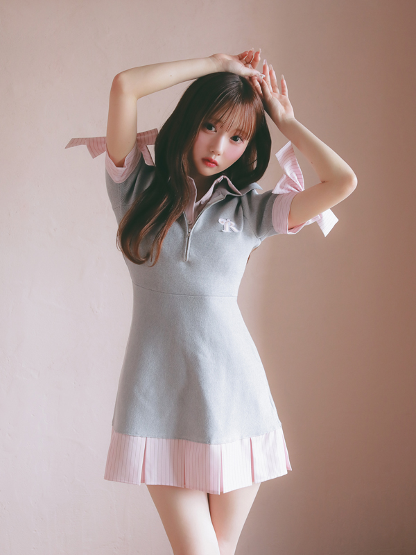 Shirt Docking Knit Onepiece 詳細画像 ネイビー 16