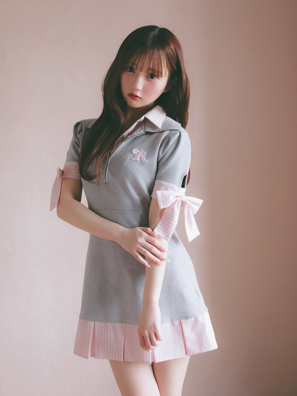 Shirt Docking Knit Onepiece 詳細画像 ネイビー 16