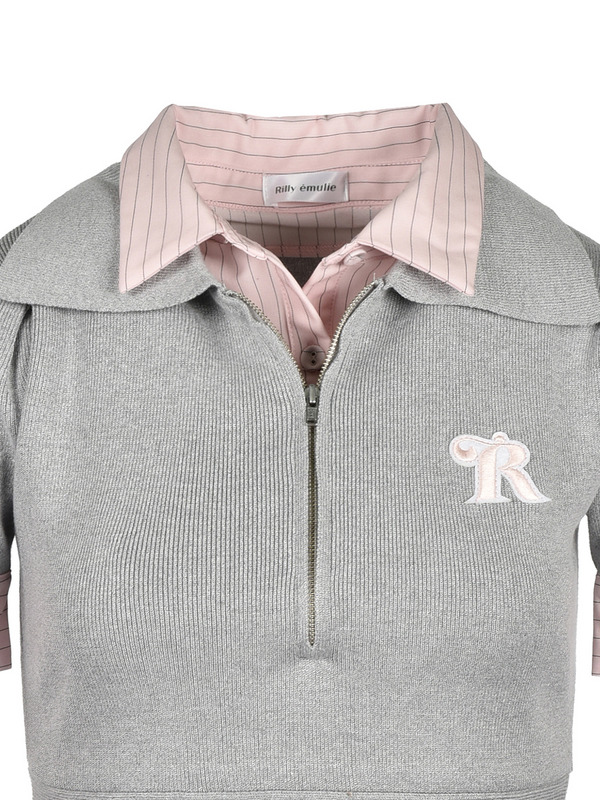 Shirt Docking Knit Onepiece 詳細画像 ネイビー 16