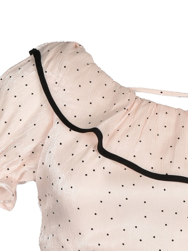 One Shoulder Ruffle Dot Blouse 詳細画像 アイボリー 16